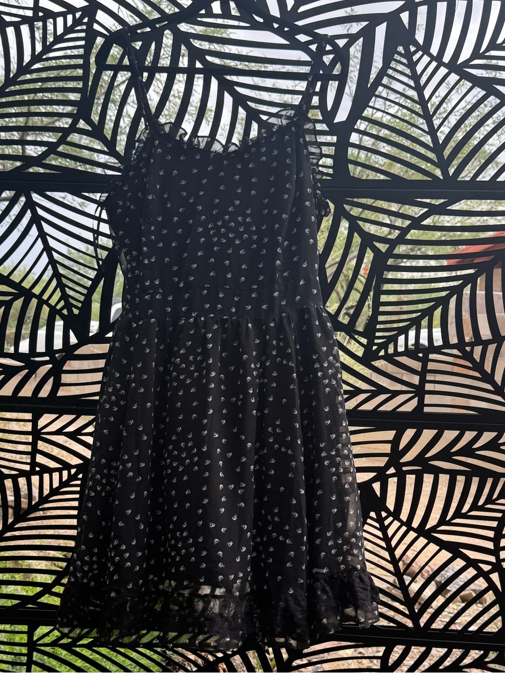 Vintage Tripp NYC Spooky Cute Skull Chiffon Mini Dress 🖤 Sz 16